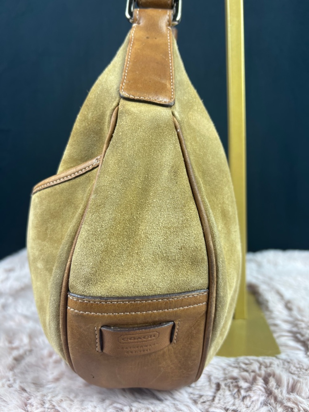 Coach  SOHO Vintage 7559 Suede Hobo Bag Tan Brown Leather Y2K Shoulder Bag GUC - Picture 4 of 16